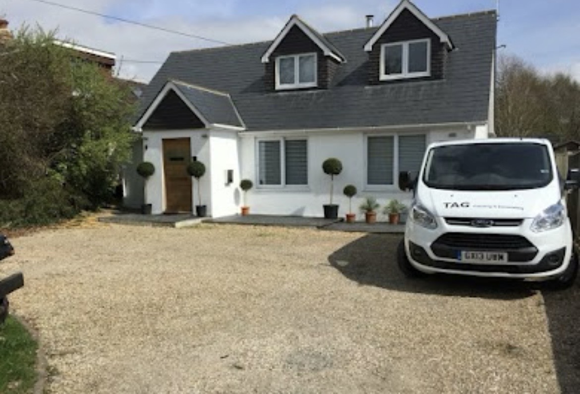 Before, Chalet-style home, full exterior refresh