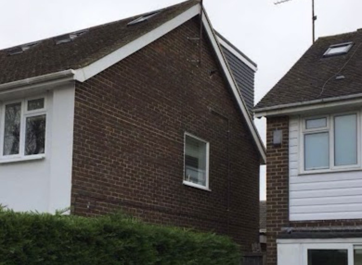 Before, Gable end, bare wall to a weatherproofed finish
